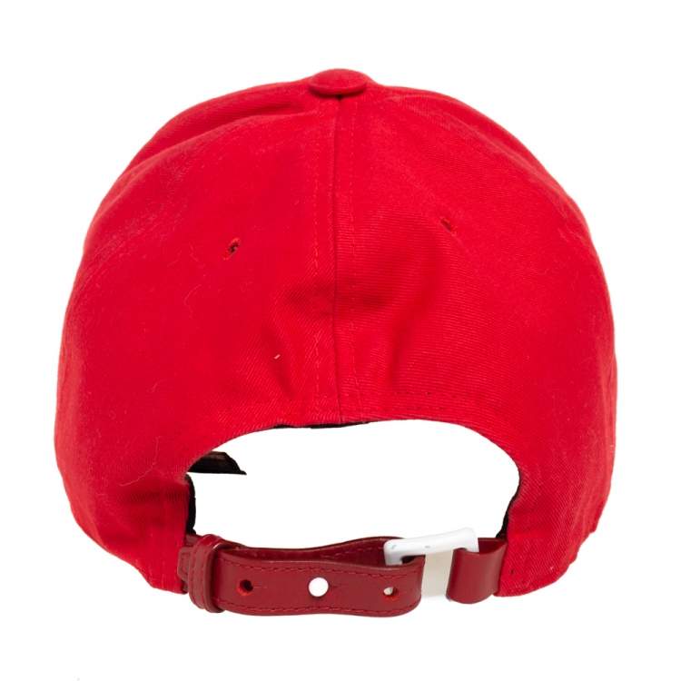 Pre Owned Valentino Red Cotton Canvas VLTN Baseball Cap 