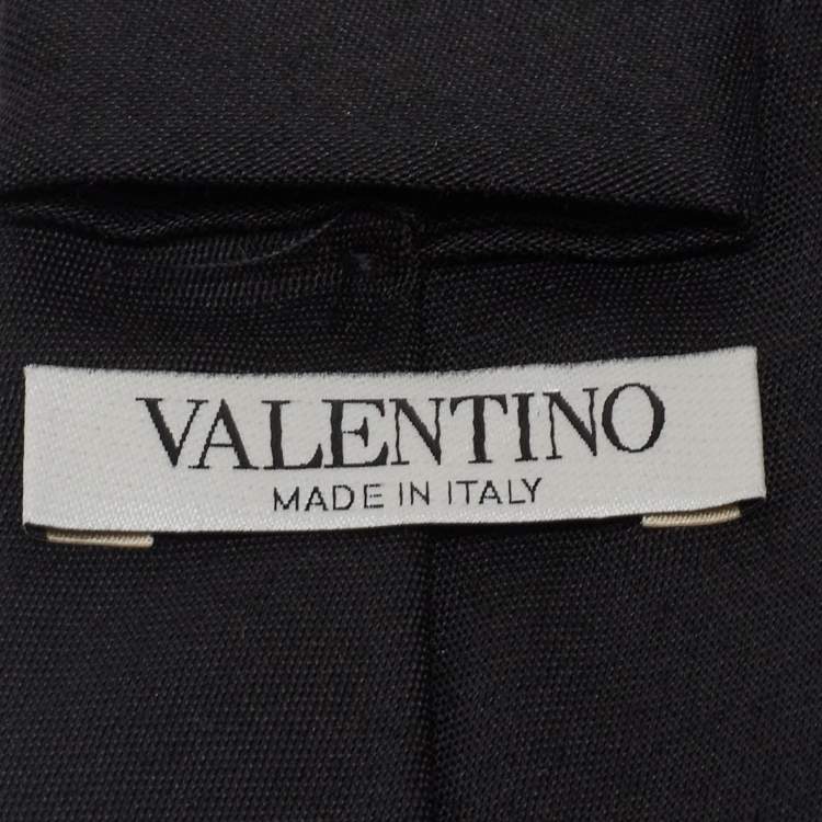 Pre Owned Valentino Black Silk Wool Skinny Tie