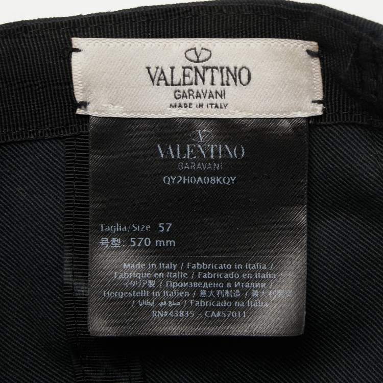 Pre Owned Valentino Black VLTN Print Cotton Baseball Cap 
