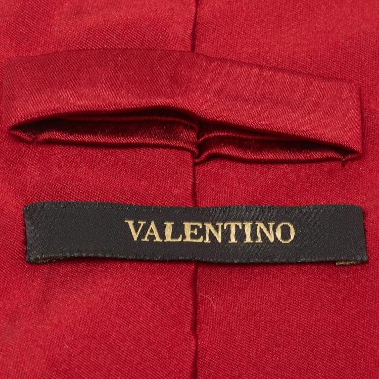 Pre Owned Valentino Red Silk Traditional Tie 
