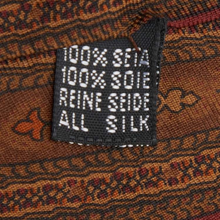 Pre Owned Valentino Cravatte Brown Paisley Printed Silk Tie 