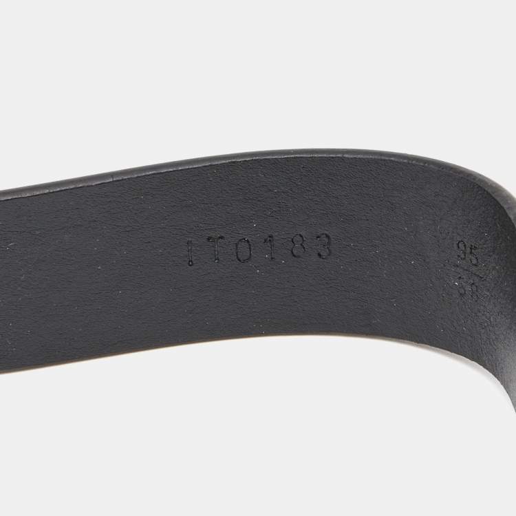 Pre Owned Valentino Black Leather Waist Buckle Belt 95CM