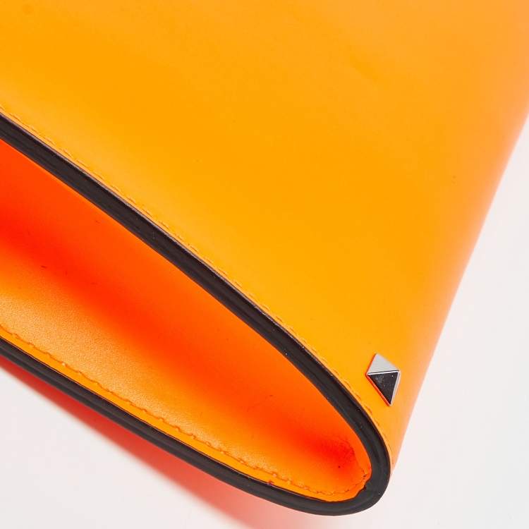 Pre Owned Valentino Neon Orange Leather VLTN Document Case