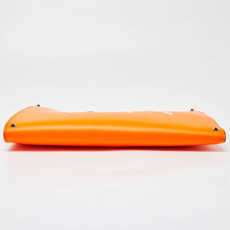Pre Owned Valentino Neon Orange Leather VLTN Document Case