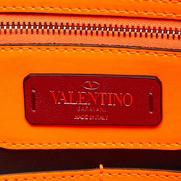 Pre Owned Valentino Neon Orange Leather VLTN Document Case