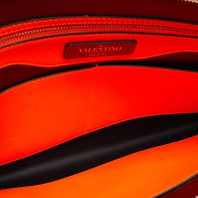 Pre Owned Valentino Neon Orange Leather VLTN Document Case