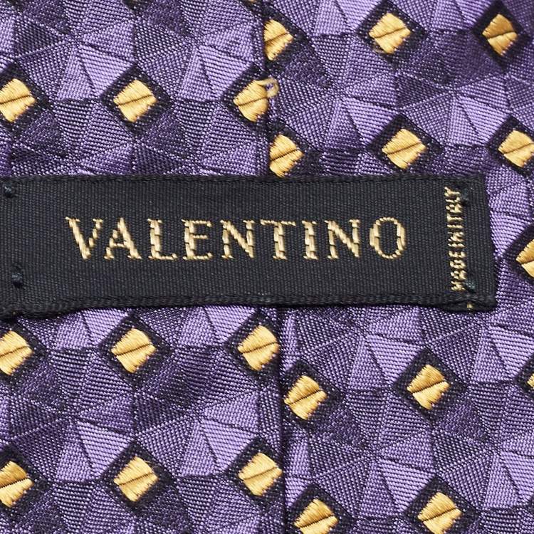 Pre Owned Valentino Purple Patterned Silk Traditional Tie 