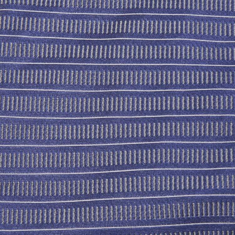 Pre Owned Valentino Navy Blue Stripe Patterned Silk Tie