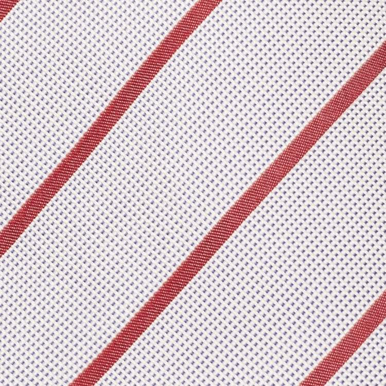 Pre Owned Valentino White/Red Diagonal Striped Silk Tie