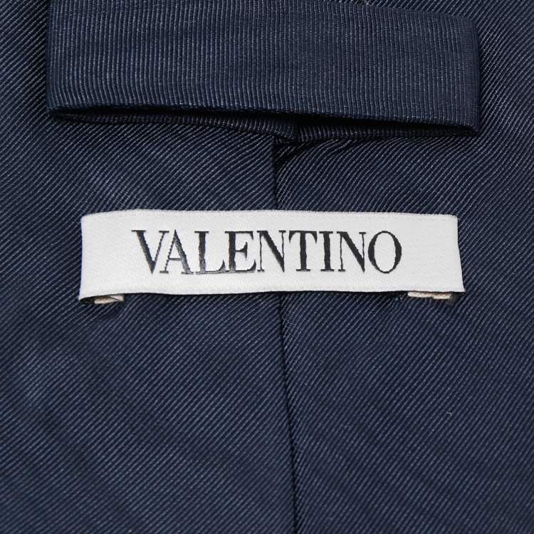 Pre Owned Valentino Navy Blue Silk Tie