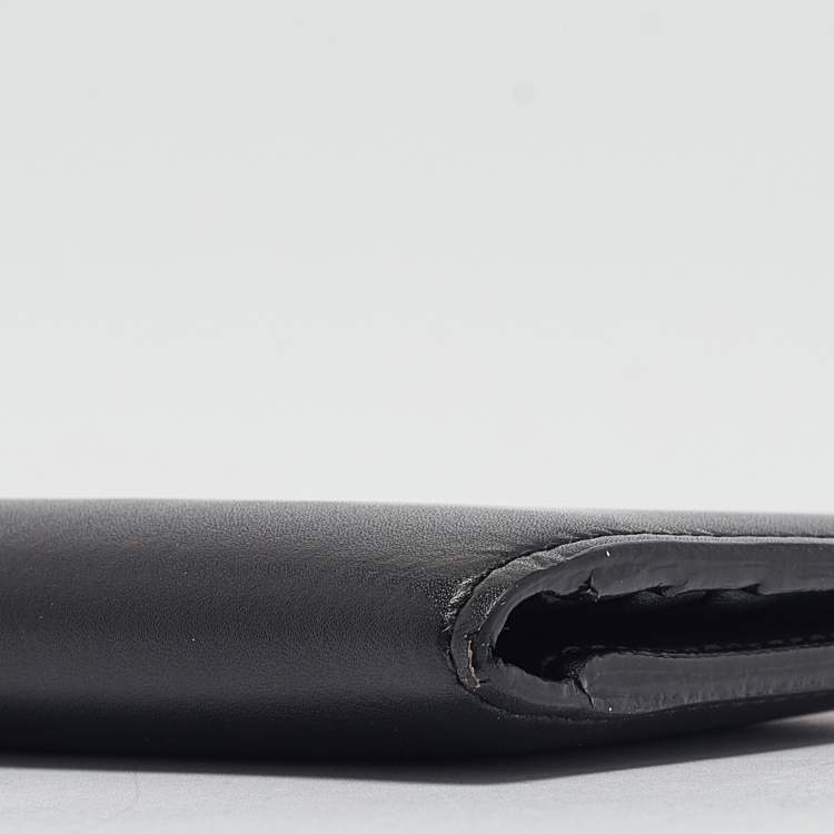 Pre Owned Valentino Black Leather VLTN Bifold Card Holder