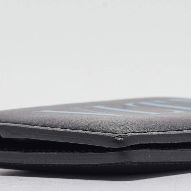 Pre Owned Valentino Black Leather VLTN Bifold Card Holder