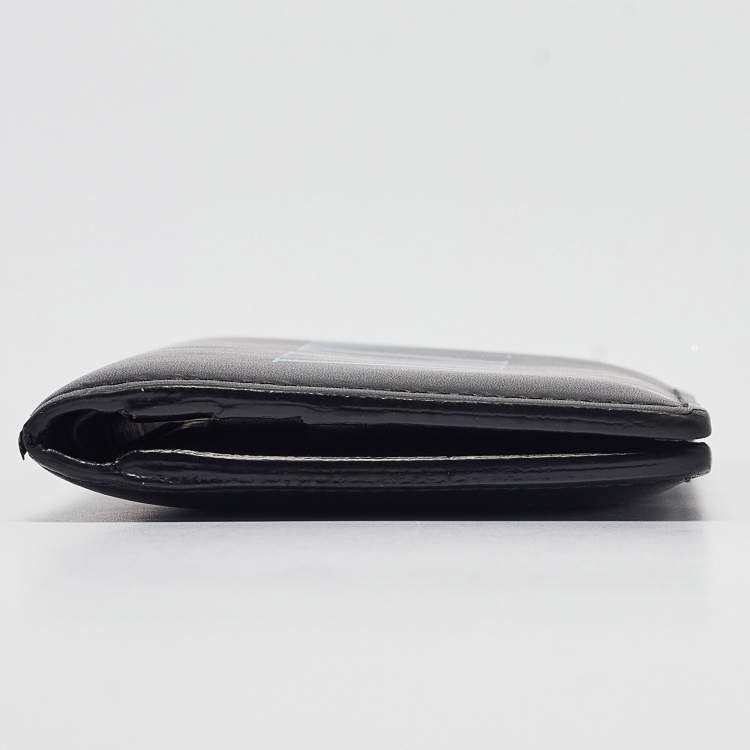 Pre Owned Valentino Black Leather VLTN Bifold Card Holder