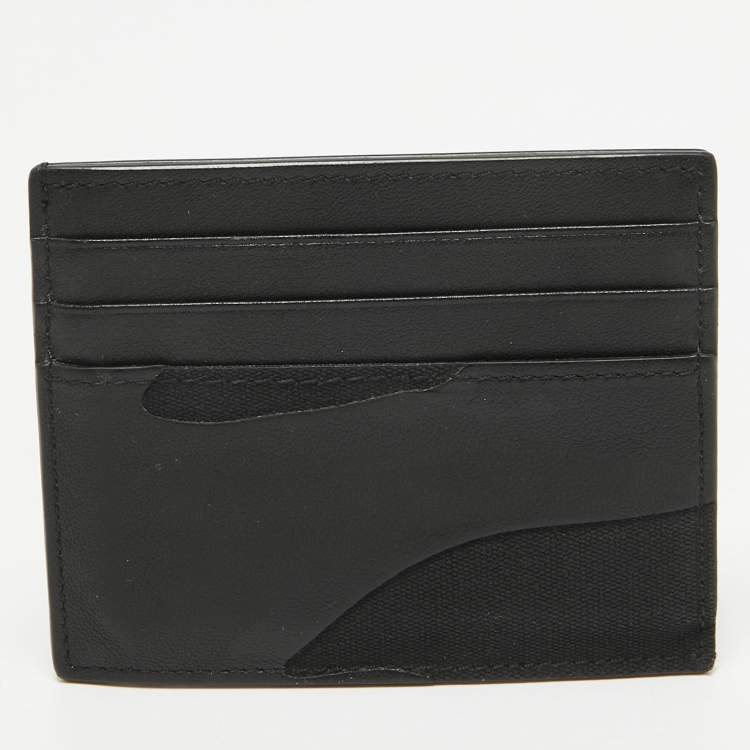Pre Owned Valentino Black Camouflage Leather and Canvas Card Holder