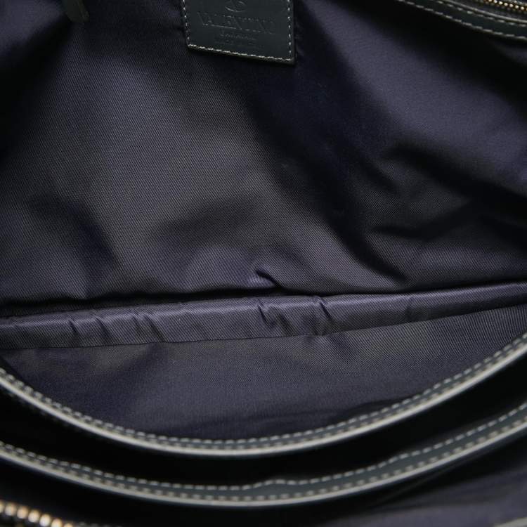 Pre Owned Valentino Black Leather Rockstud Briefcase Laptop Bag