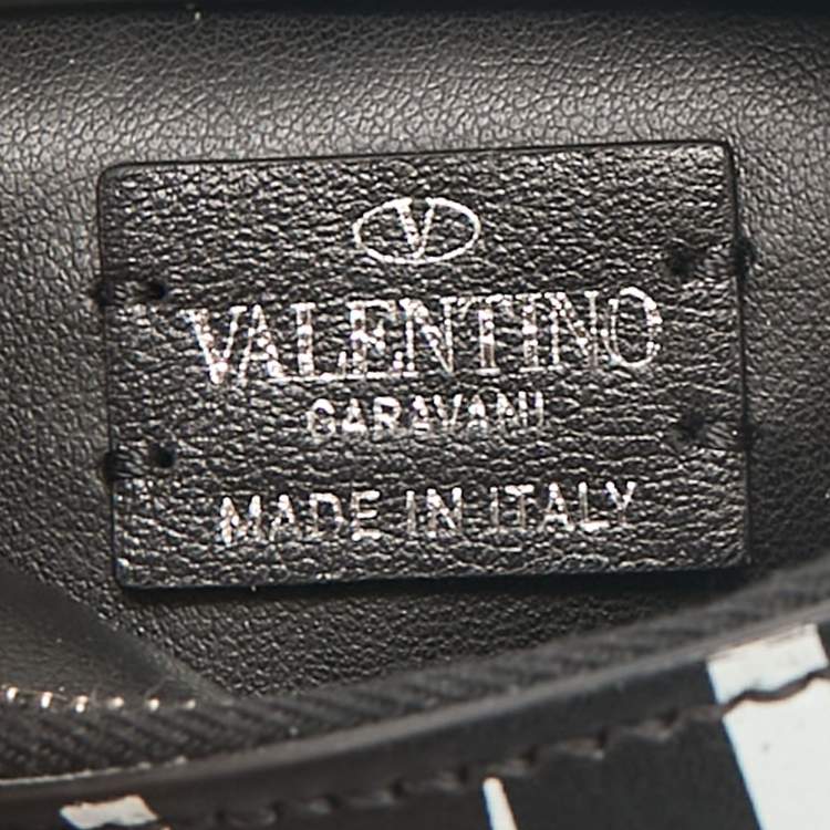 Pre Owned Valentino Black/White Leather VLTN Waist Belt Bag