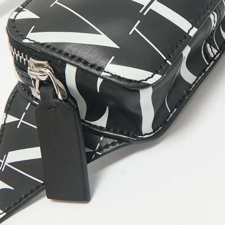 Pre Owned Valentino Black/White Leather VLTN Waist Belt Bag