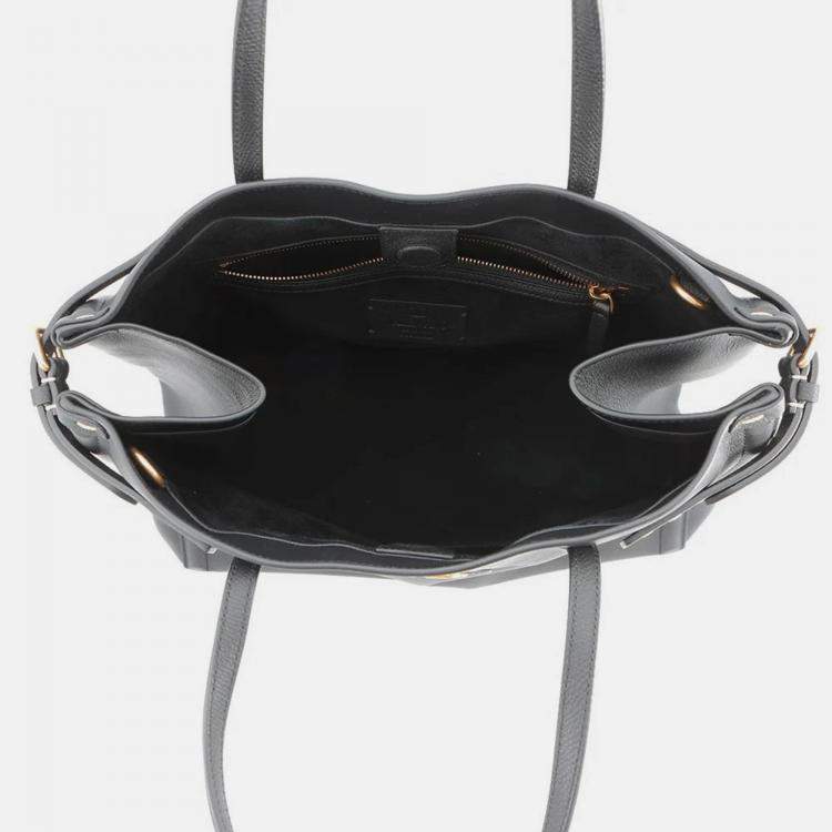 Pre Owned Valentino Garavani Antibes Medium Tote Black Calf Leather Size Medium