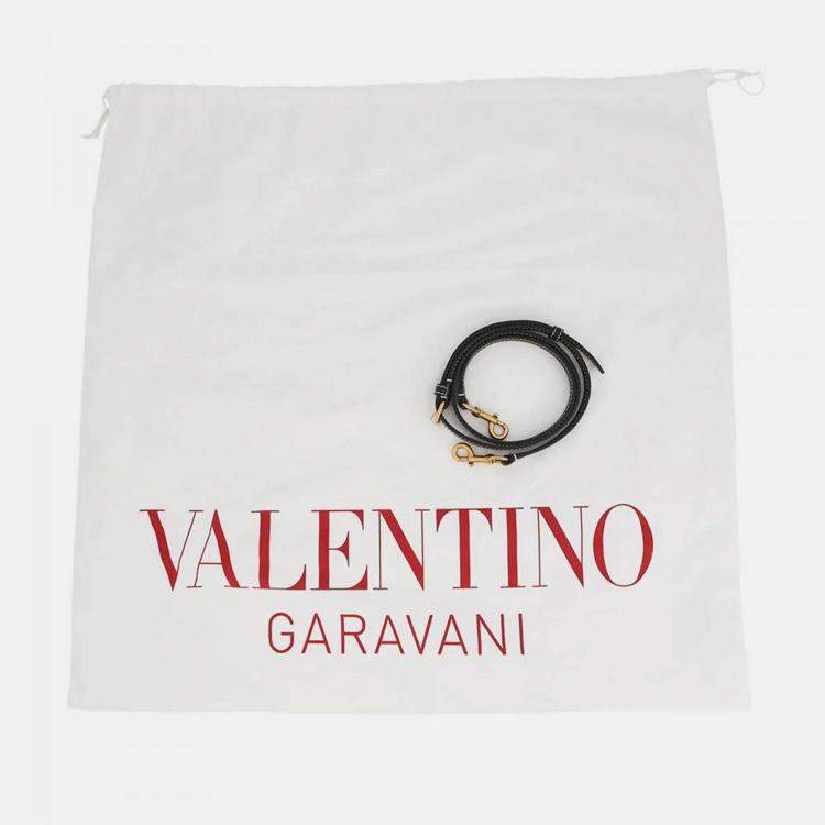 Pre Owned Valentino Garavani Antibes Medium Tote Black Calf Leather Size Medium