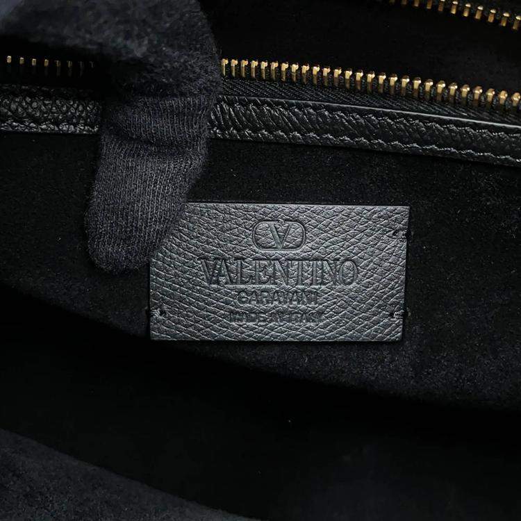 Pre Owned Valentino Garavani Antibes Medium Tote Black Calf Leather Size Medium