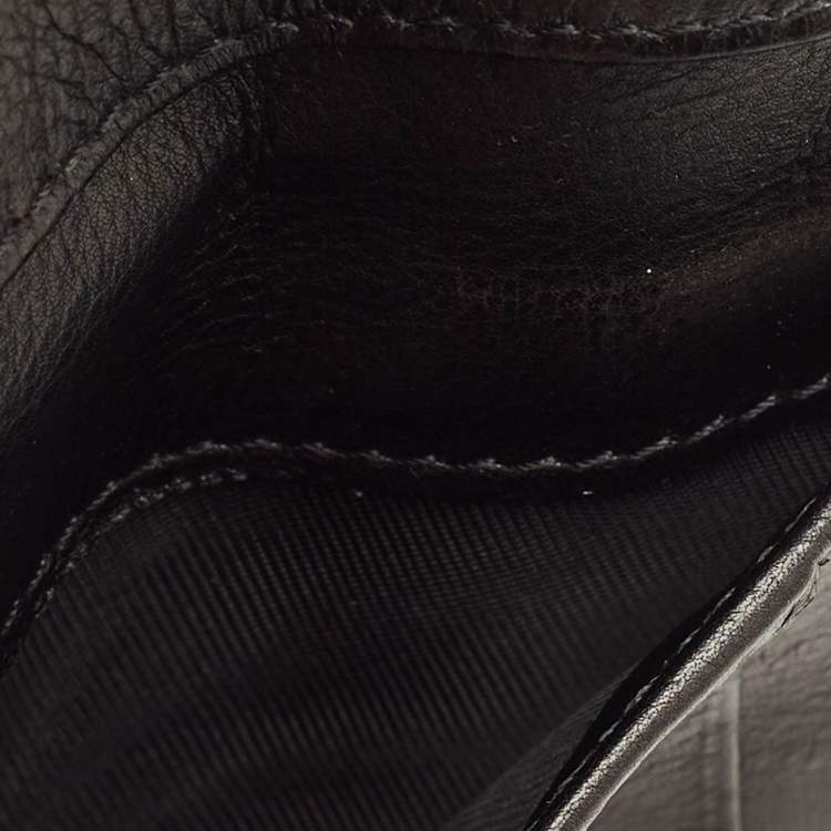 Pre Owned Valentino Logo Elastic Strap Black Perforated Leather Bifold Wallet