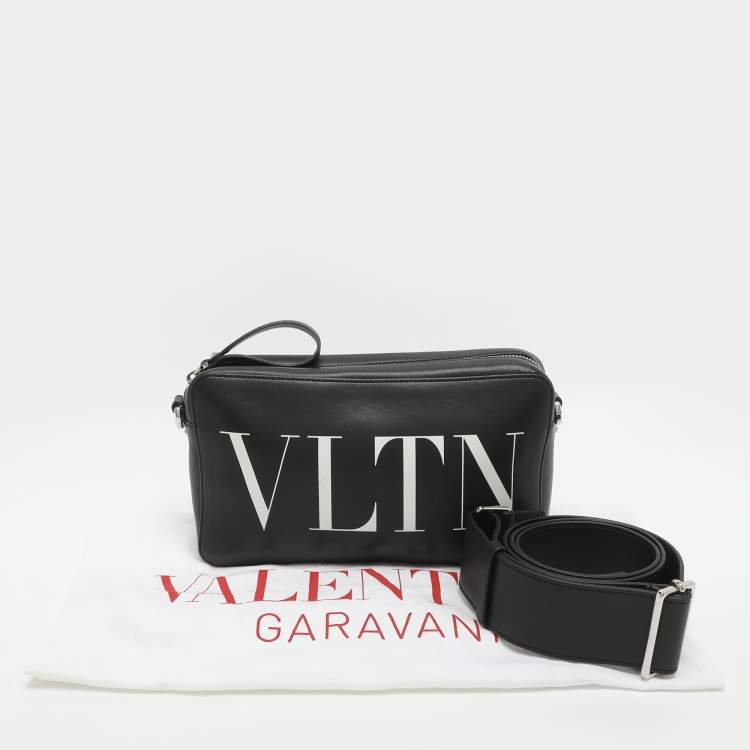 Pre Owned Valentino VLTN Black Leather Crossbody Bag