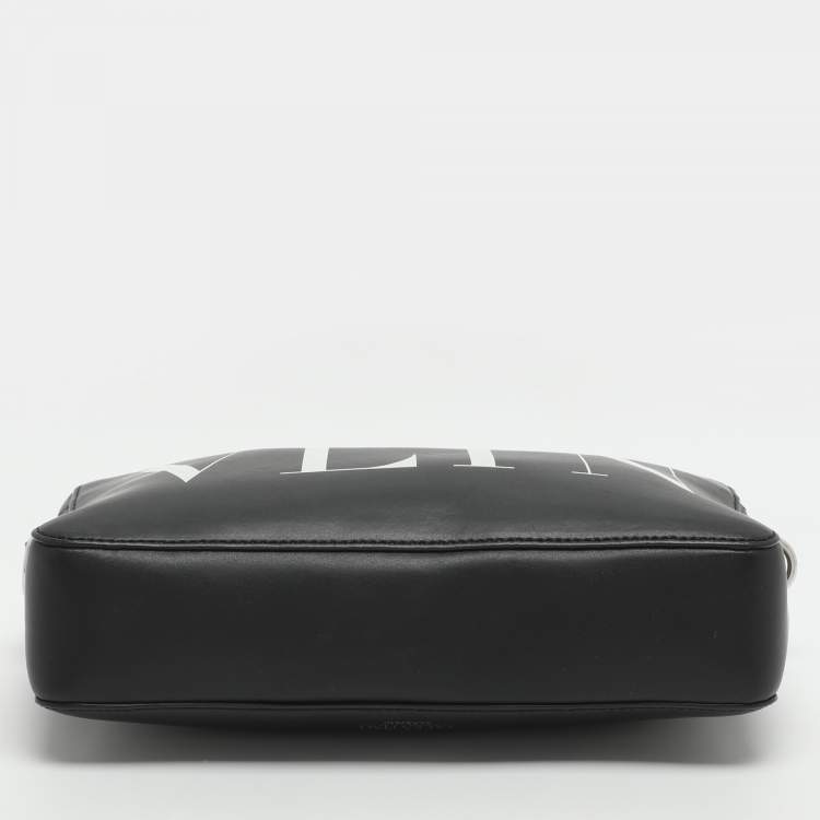 Pre Owned Valentino VLTN Black Leather Crossbody Bag