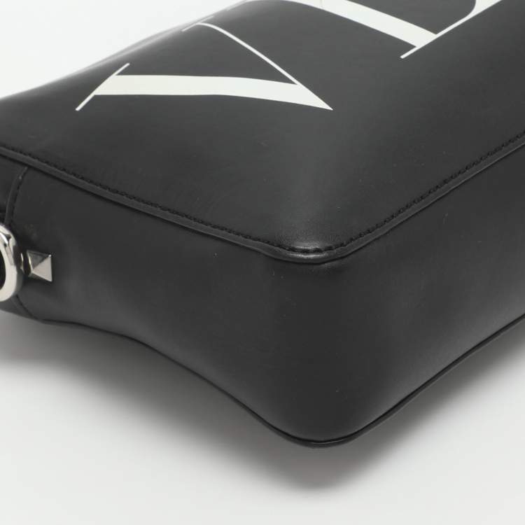 Pre Owned Valentino VLTN Black Leather Crossbody Bag