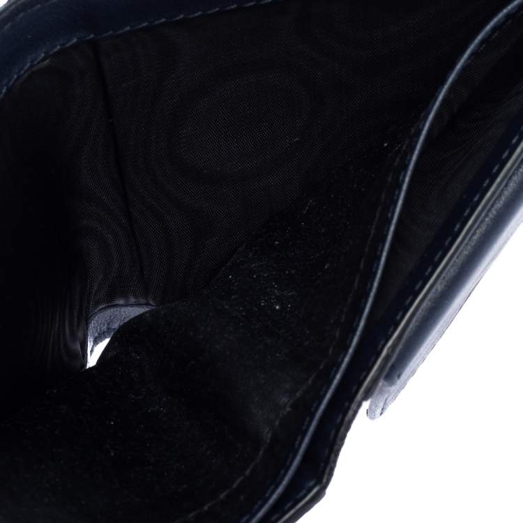 Pre Owned Valentino Navy Blue Leather Rockstud Bifold Wallet
