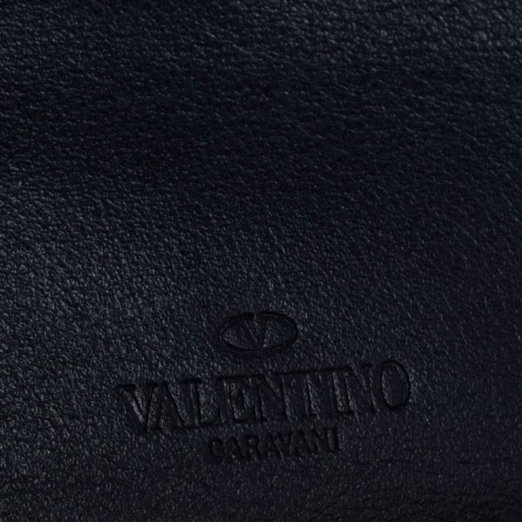 Pre Owned Valentino Navy Blue Leather Rockstud Bifold Wallet
