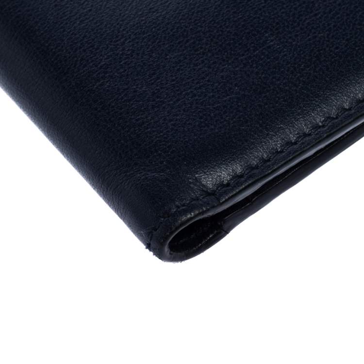 Pre Owned Valentino Navy Blue Leather Rockstud Bifold Wallet