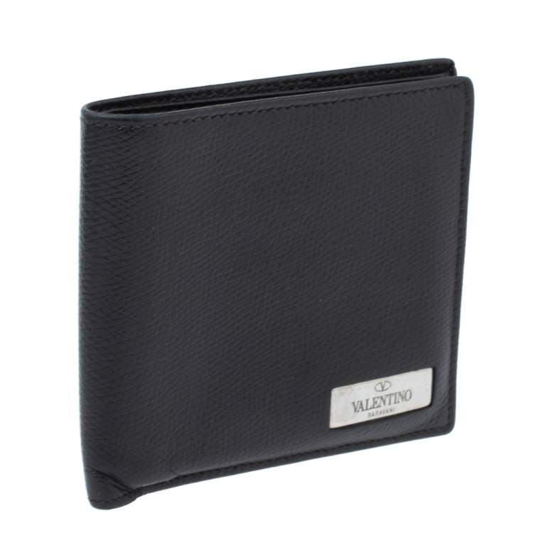 Pre Owned Valentino Black Leather Bifold Wallet