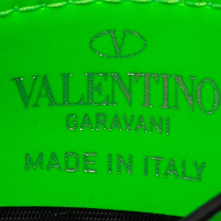 Pre Owned Valentino Neon Green Leather VLTN Card Holder