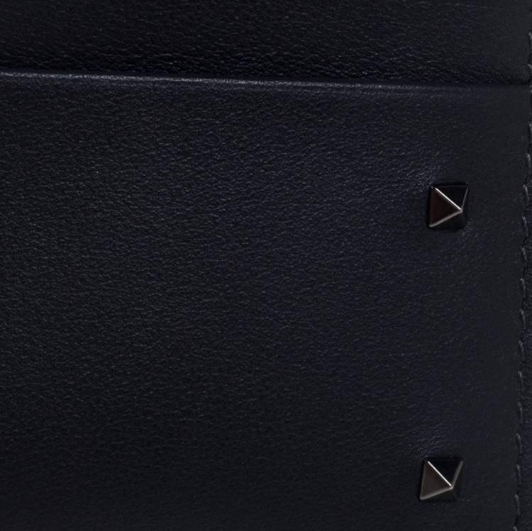 Pre Owned Valentino Dark Grey Leather Rockstud Card Holder