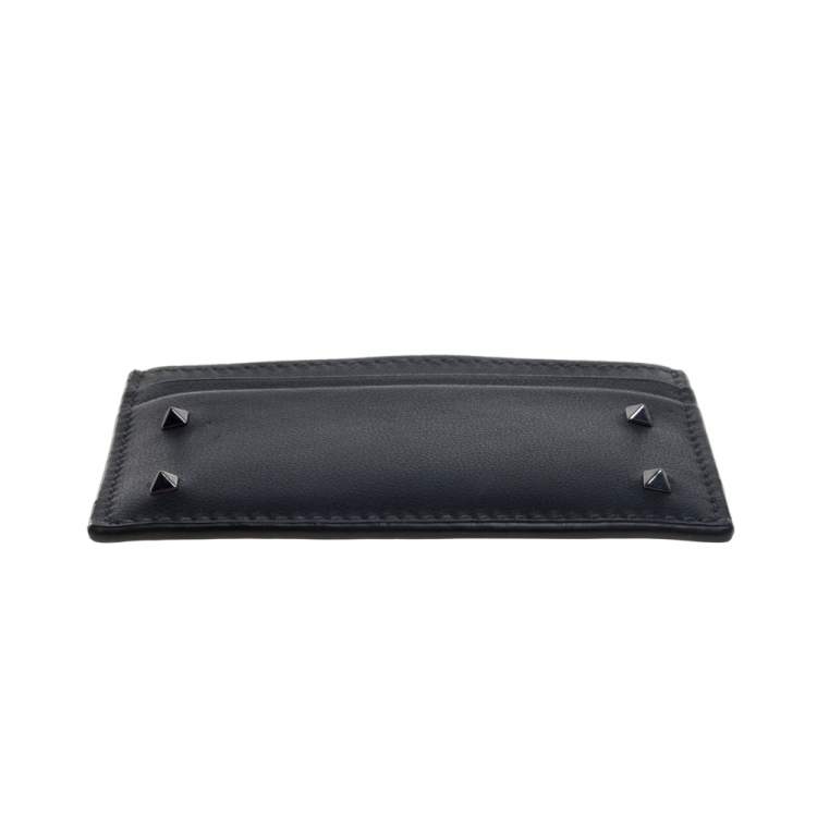 Pre Owned Valentino Dark Grey Leather Rockstud Card Holder