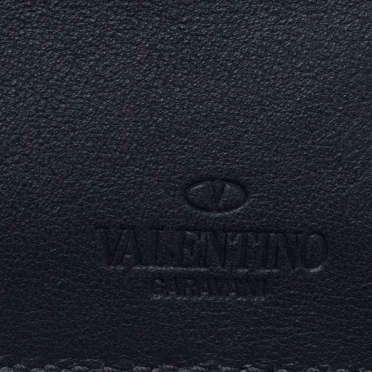Pre Owned Valentino Dark Grey Leather Rockstud Card Holder