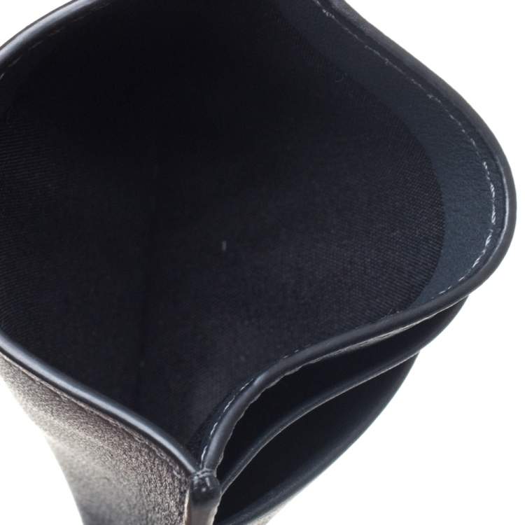 Pre Owned Valentino Dark Grey Leather Rockstud Card Holder