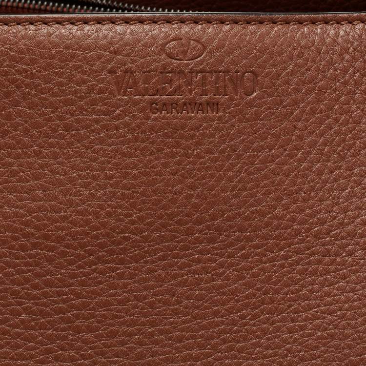Pre Owned Valentino Brown Leather Large Rockstud Tote