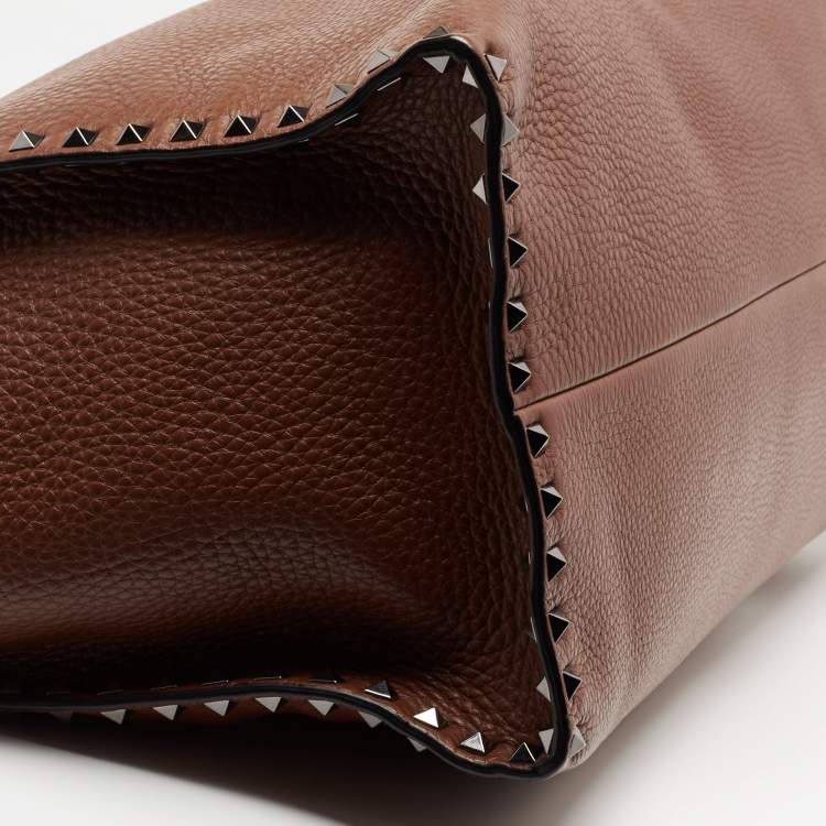 Pre Owned Valentino Brown Leather Large Rockstud Tote