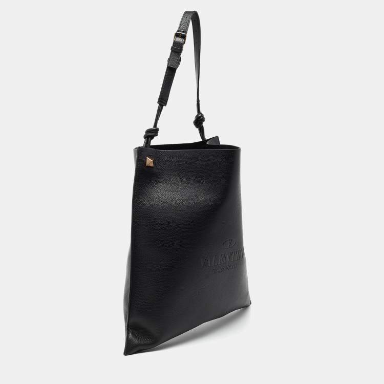 Pre Owned Valentino Black Leather Identity Tote