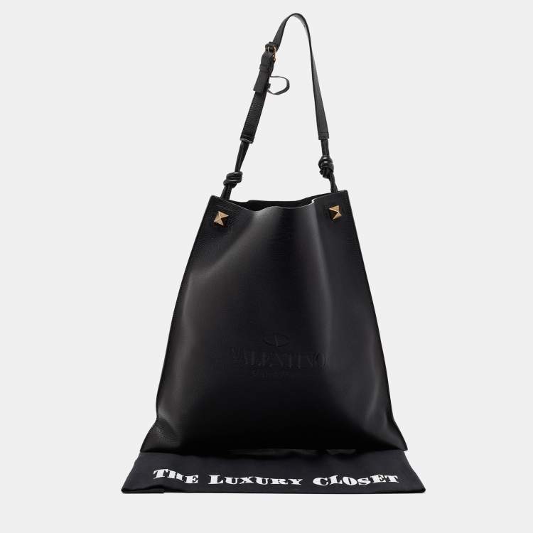 Pre Owned Valentino Black Leather Identity Tote