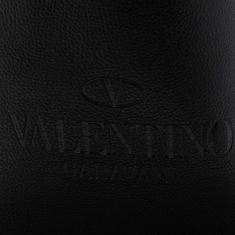Pre Owned Valentino Black Leather Identity Tote