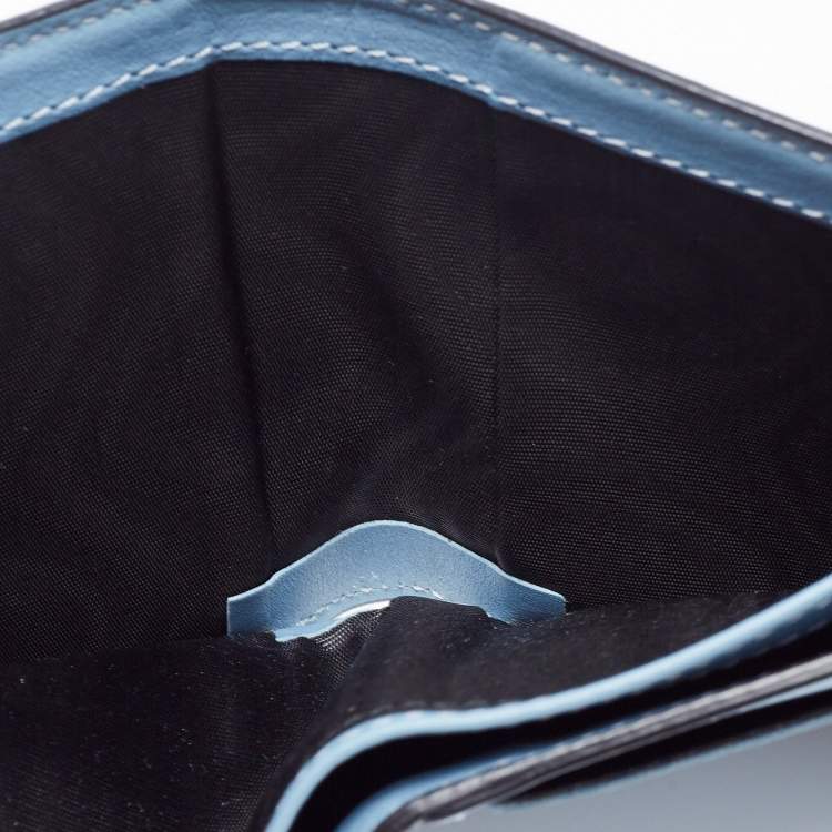 Pre Owned Valentino Blue Leather Rockstud Bifold Wallet