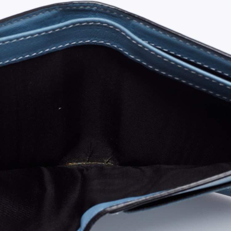 Pre Owned Valentino Blue Leather Rockstud Bifold Wallet