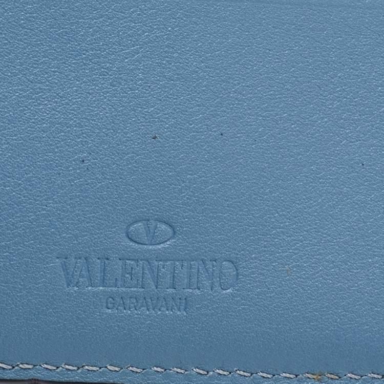 Pre Owned Valentino Blue Leather Rockstud Bifold Wallet