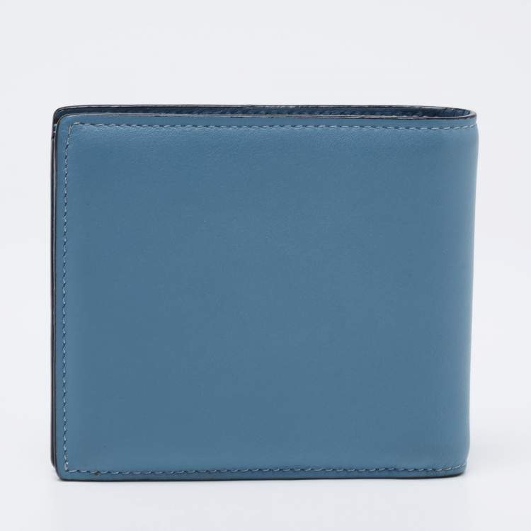 Pre Owned Valentino Blue Leather Rockstud Bifold Wallet