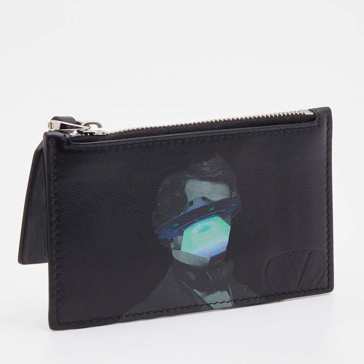 Pre Owned Valentino Black Leather Card Holder