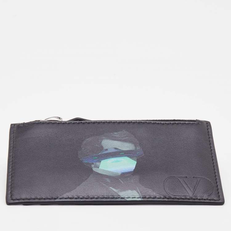 Pre Owned Valentino Black Leather Card Holder