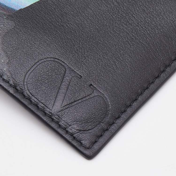 Pre Owned Valentino Black Leather Card Holder