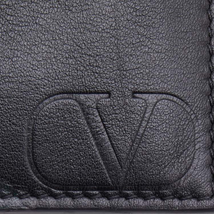Pre Owned Valentino Black Leather Card Holder
